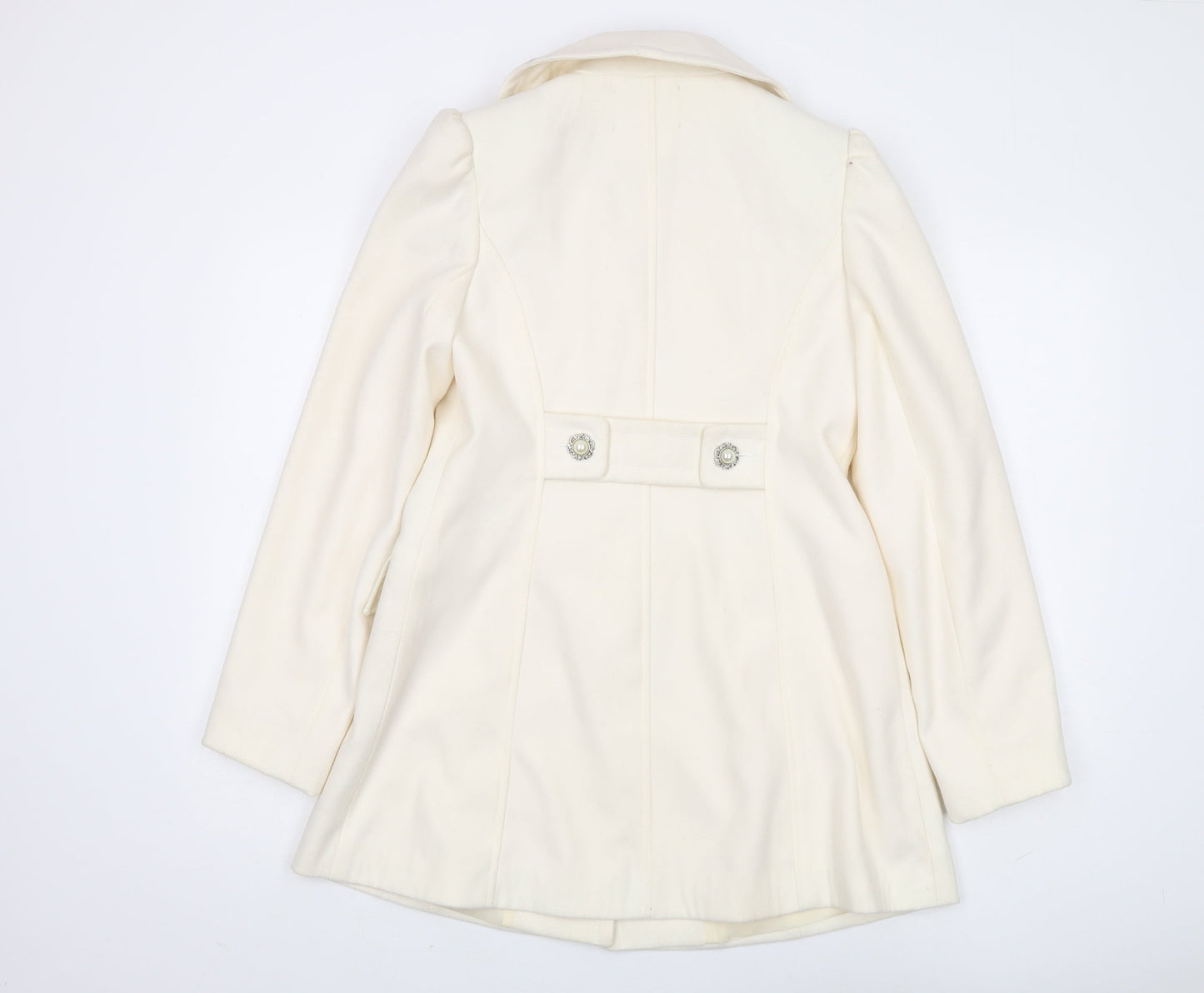 Keatstone Women Ivory Wool Overcoat Size 10