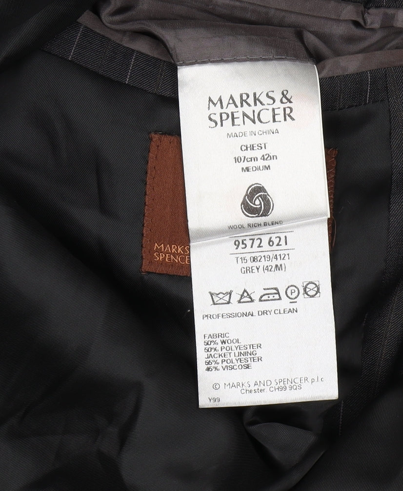 Mens UK Size 42 Marks and Spencer Regular Grey Suit Jacket