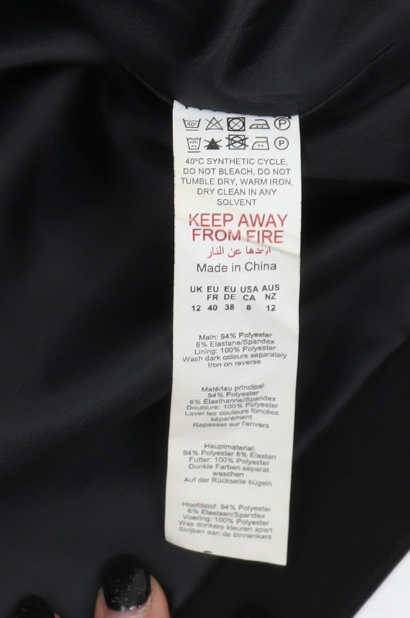 PrettyLittleThing Women's Black Double-Breasted Blazer Size 12