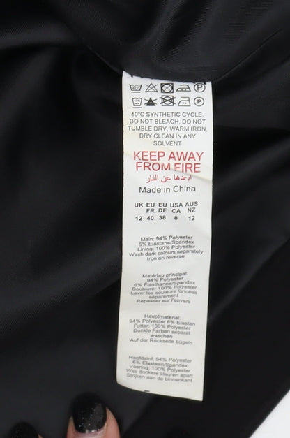 PrettyLittleThing Women's Black Double-Breasted Blazer Size 12