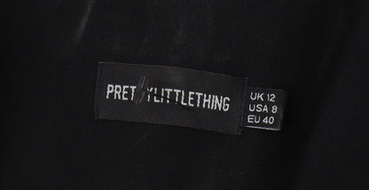 PrettyLittleThing Women's Black Double-Breasted Blazer Size 12