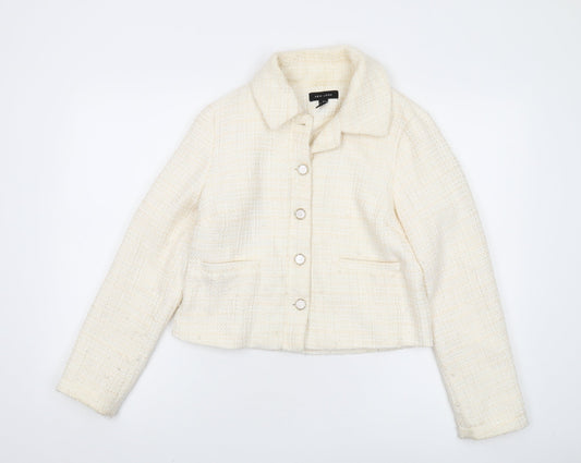 New Look Women's Ivory Bouclé Cropped Blazer UK 8