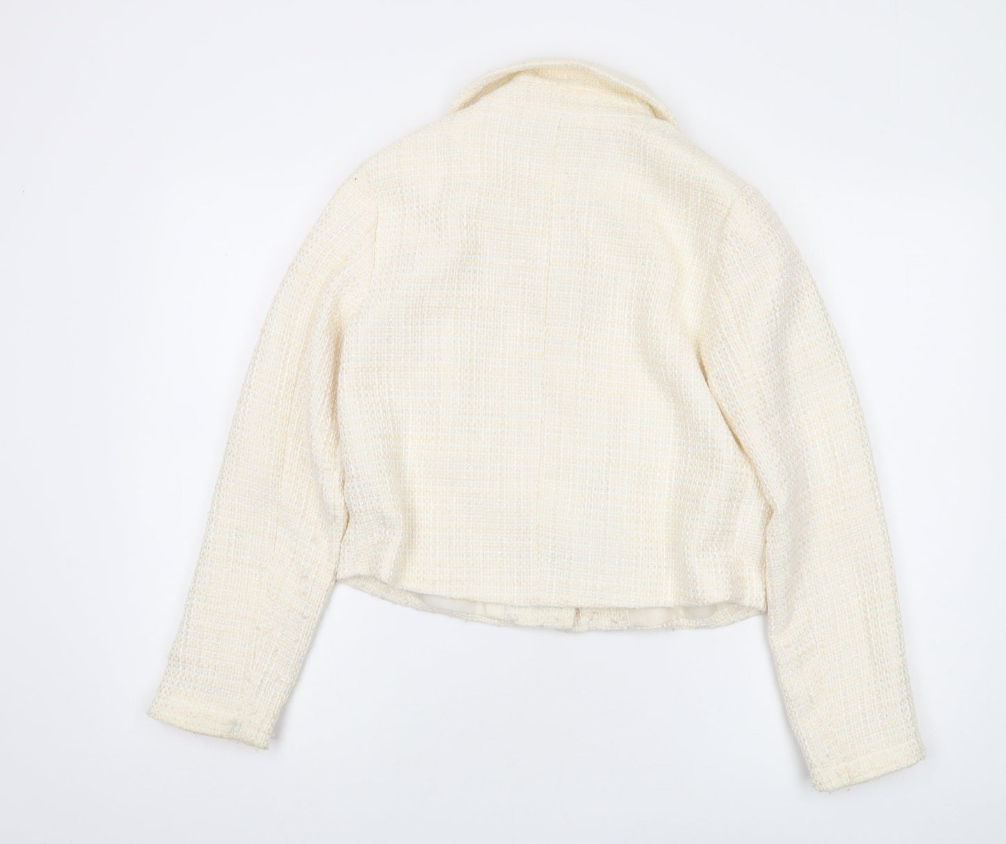 New Look Women's Ivory Bouclé Cropped Blazer UK 8