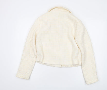 New Look Women's Ivory Bouclé Cropped Blazer UK 8