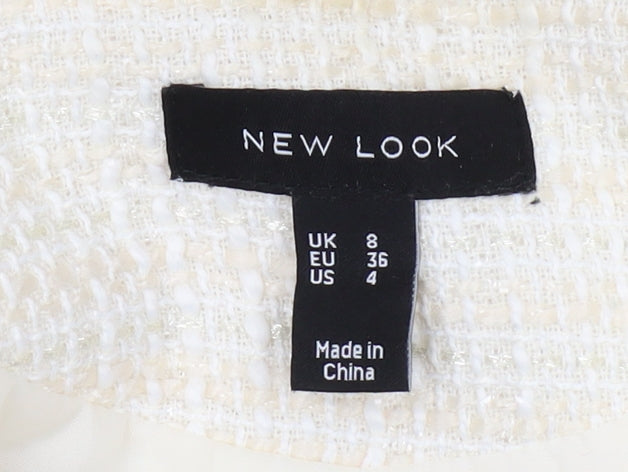 New Look Women's Ivory Bouclé Cropped Blazer UK 8