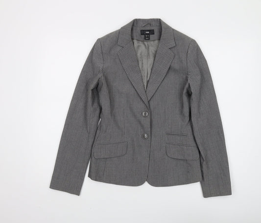 H&M Women's Grey Pinstripe Blazer Size 6 Regular Fit