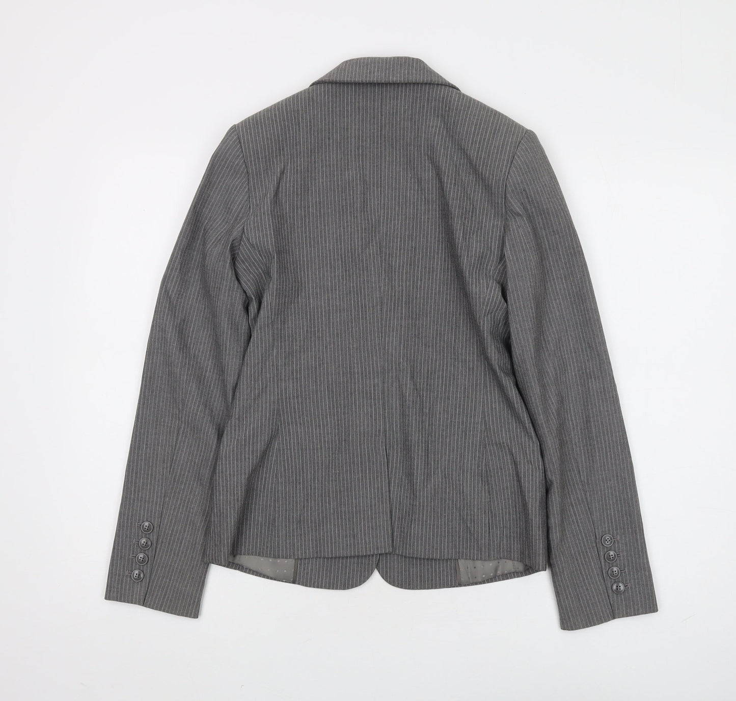 H&M Women's Grey Pinstripe Blazer Size 6 Regular Fit
