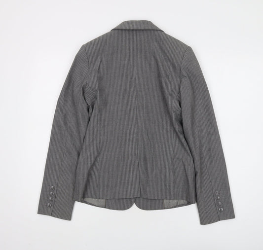 H&M Women's Grey Pinstripe Blazer Size 6 Regular Fit