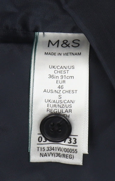 Mens UK Size 36 Marks and Spencer Regular Blue Suit Waistcoat