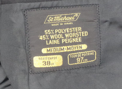 Mens UK Size 38 St Michael Regular Black Suit Tuxedo