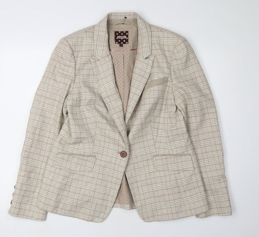 Next Women Beige Plaid Suit Jacket Size 16