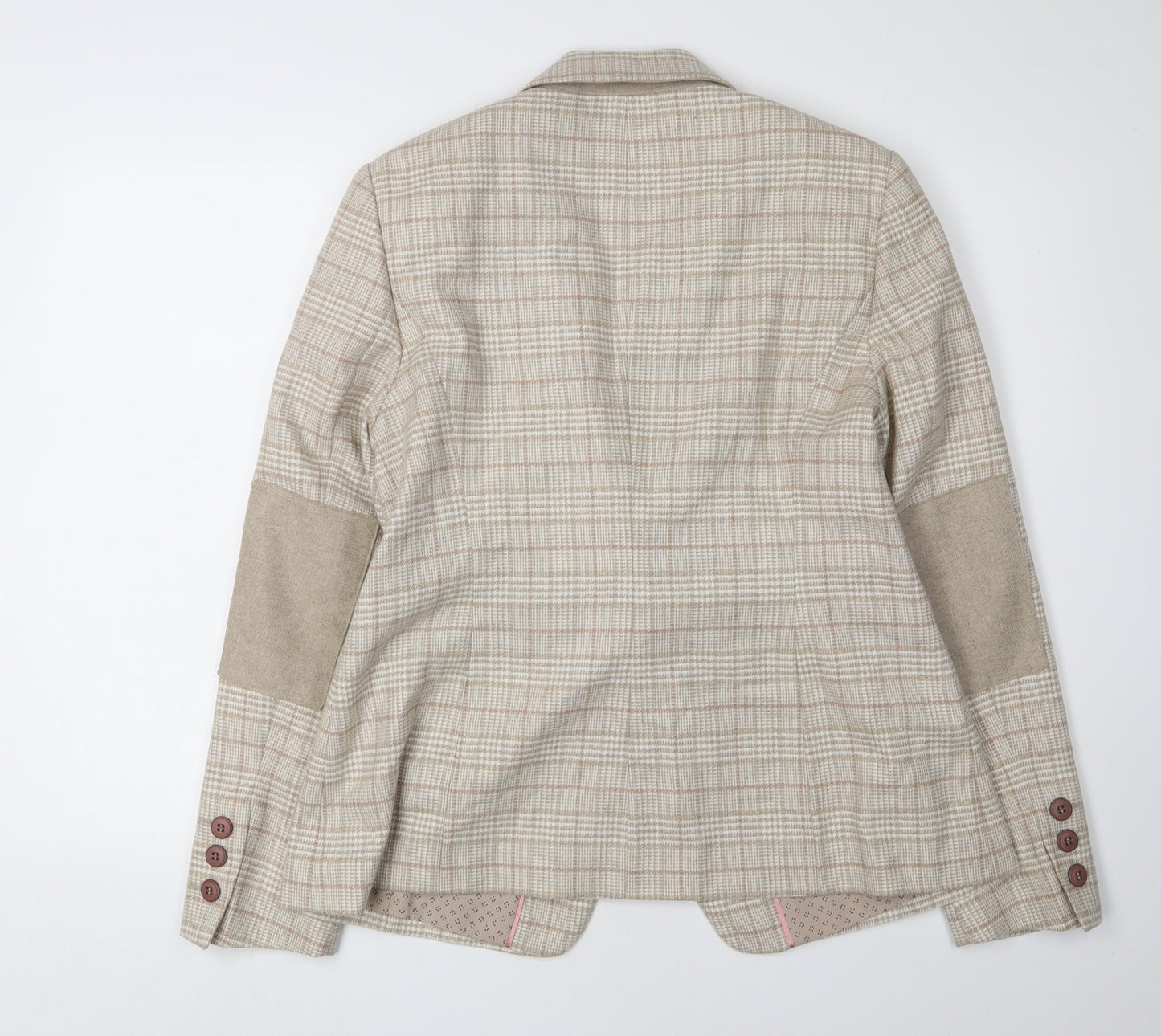 Next Women Beige Plaid Suit Jacket Size 16