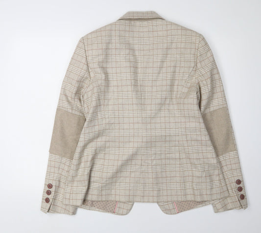 Next Women Beige Plaid Suit Jacket Size 16
