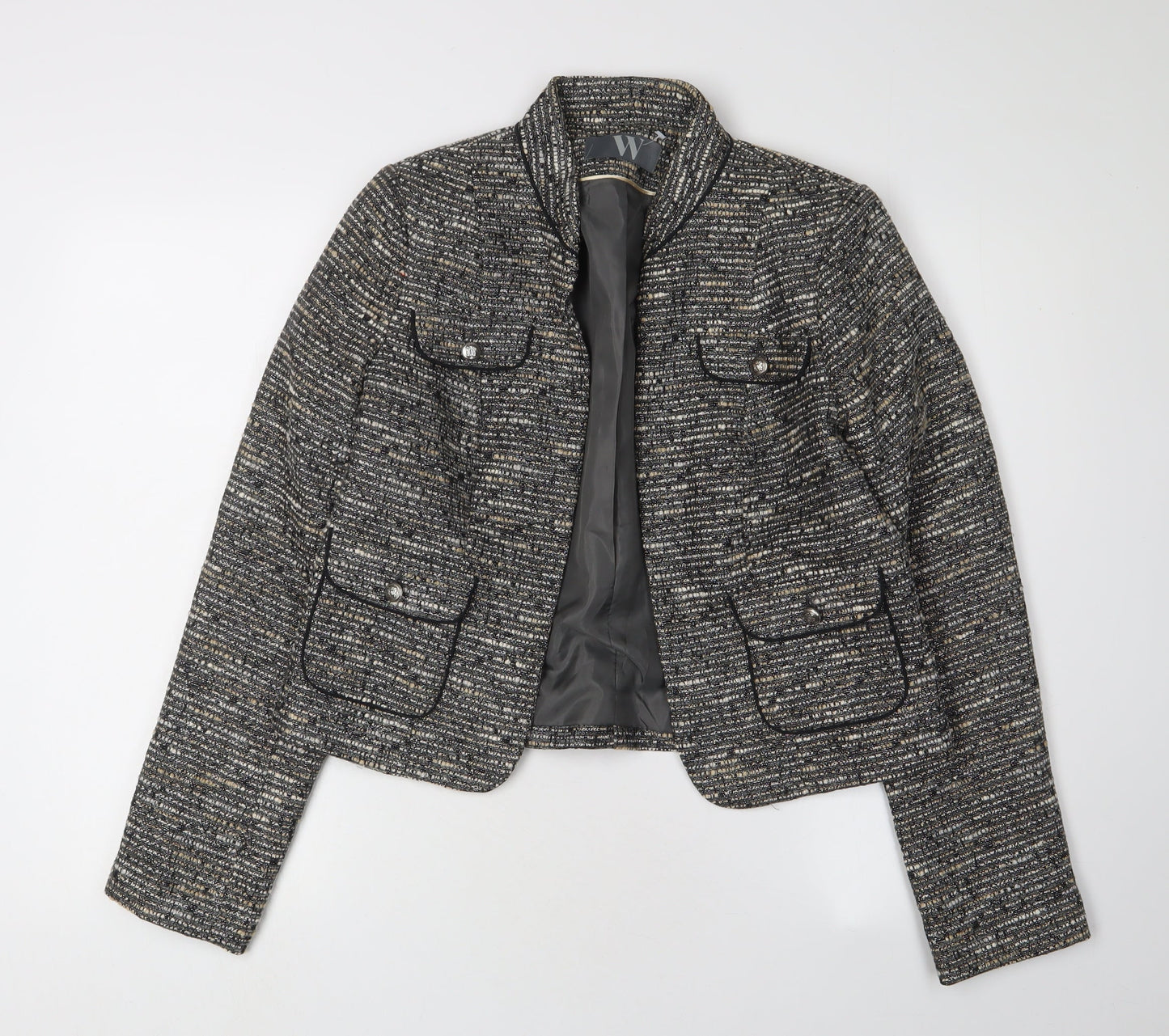 BHS Women's Grey Cropped Blazer - Size 14 Excellent