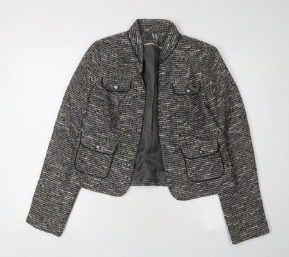 BHS Women's Grey Cropped Blazer - Size 14 Excellent