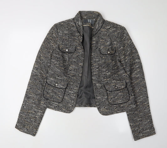 BHS Women's Grey Cropped Blazer - Size 14 Excellent