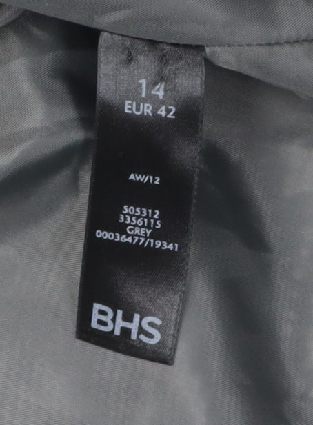 BHS Women's Grey Cropped Blazer - Size 14 Excellent