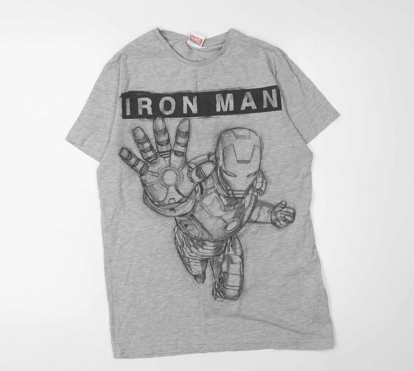 Marvel Iron Man Men's Grey Graphic T-Shirt Size S