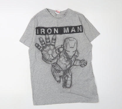 Marvel Iron Man Men's Grey Graphic T-Shirt Size S