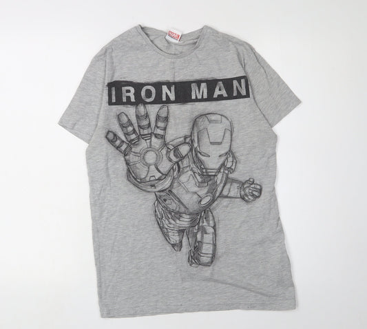 Marvel Iron Man Men's Grey Graphic T-Shirt Size S