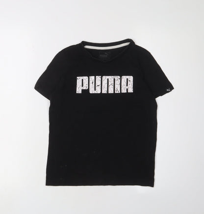 Puma Boys Black Graphic T-Shirt Size 12 - Casual Short Sleeve
