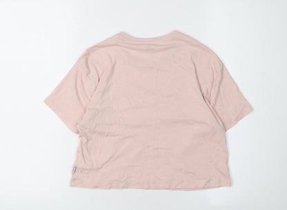 Puma Girls Pink T-Shirt 11-12 Years Short Sleeve Crew Neck Logo