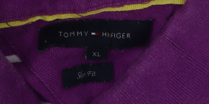 Tommy Hilfiger Men's Purple Striped Polo Shirt XL