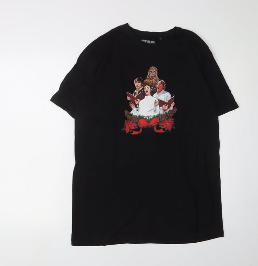 Star Wars Men's Christmas T-Shirt L Black Crew Neck