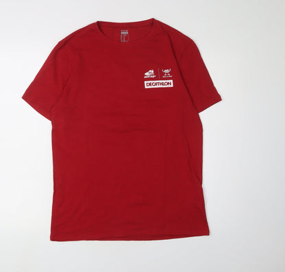 Decathlon Men's Red Gym T-Shirt, Medium, Regular Fit