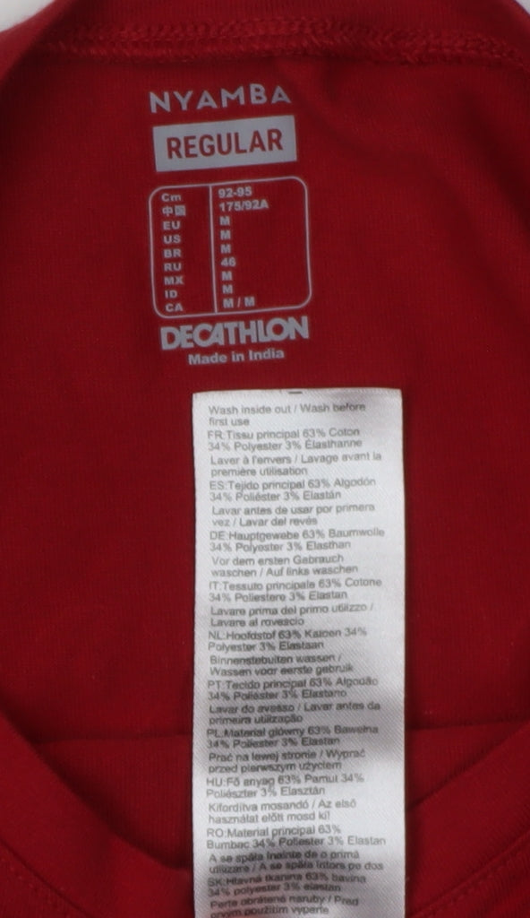 Decathlon Men's Red Gym T-Shirt, Medium, Regular Fit