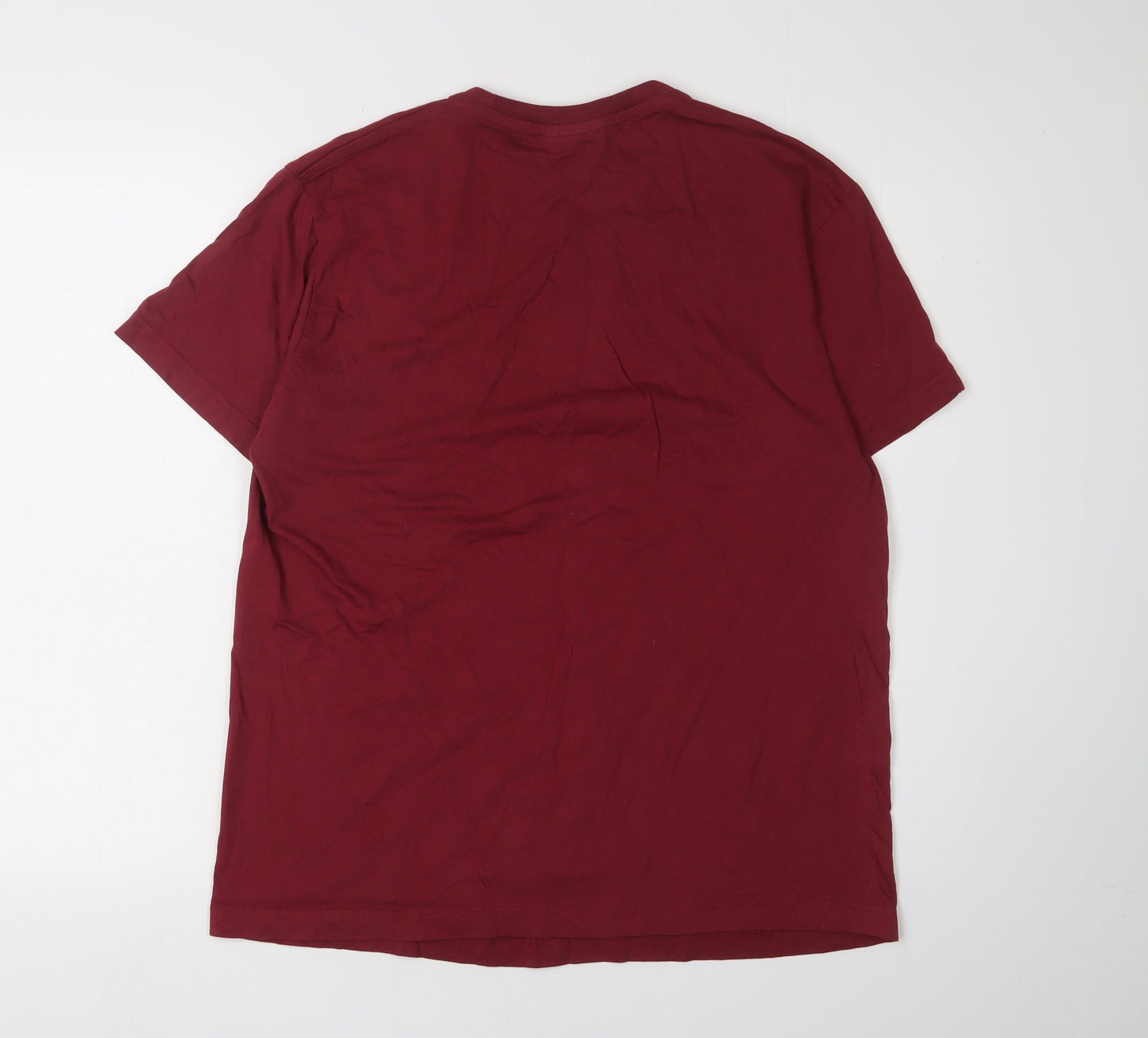 My Day Men's Red Embroidered Cotton T-Shirt, Size M