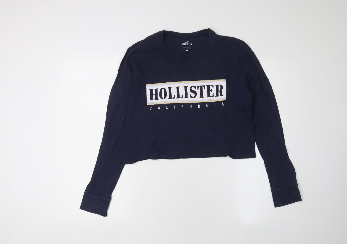 Womens UK Size XS Hollister Blue Cropped T-Shirt