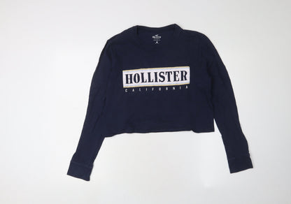 Womens UK Size XS Hollister Blue Cropped T-Shirt