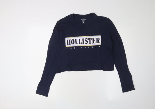 Womens UK Size XS Hollister Blue Cropped T-Shirt