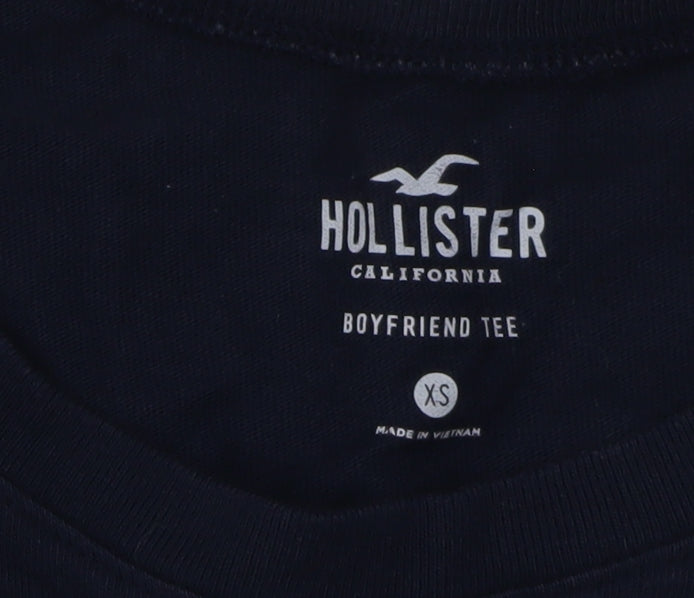 Womens UK Size XS Hollister Blue Cropped T-Shirt