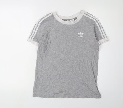 Womens UK Size 10 adidas Grey Ringer T-Shirt