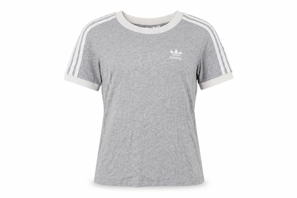 Womens UK Size 10 adidas Grey Ringer T-Shirt