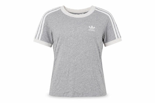 Womens UK Size 10 adidas Grey Ringer T-Shirt