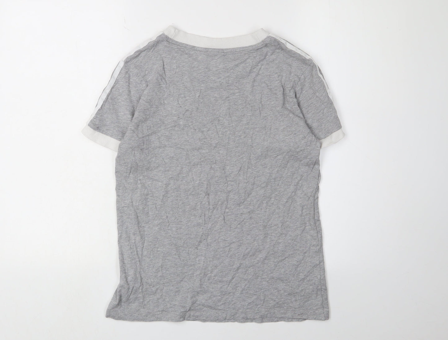 Womens UK Size 10 adidas Grey Ringer T-Shirt