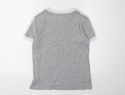 Womens UK Size 10 adidas Grey Ringer T-Shirt
