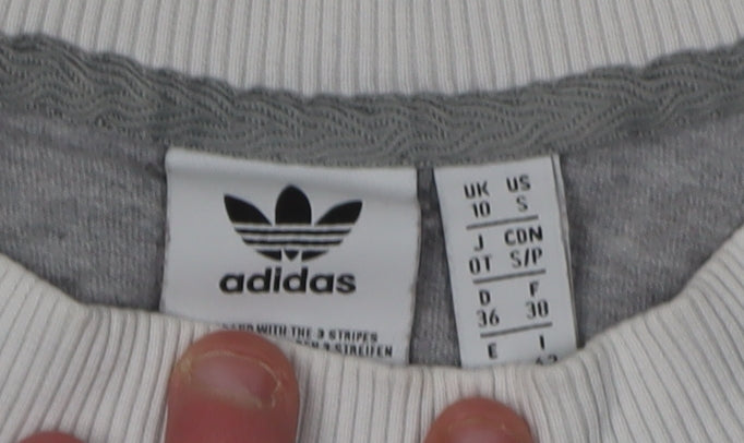 Womens UK Size 10 adidas Grey Ringer T-Shirt