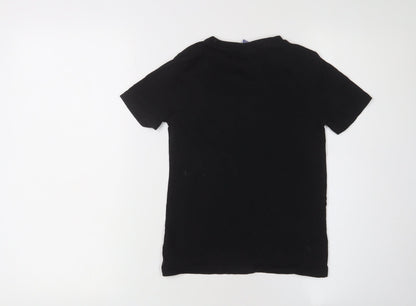 M&Co Boys Black Sequin Graphic T-Shirt 7-8 Years Short Sleeve