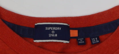 Womens UK Size 8 Superdry Red Basic T-Shirt