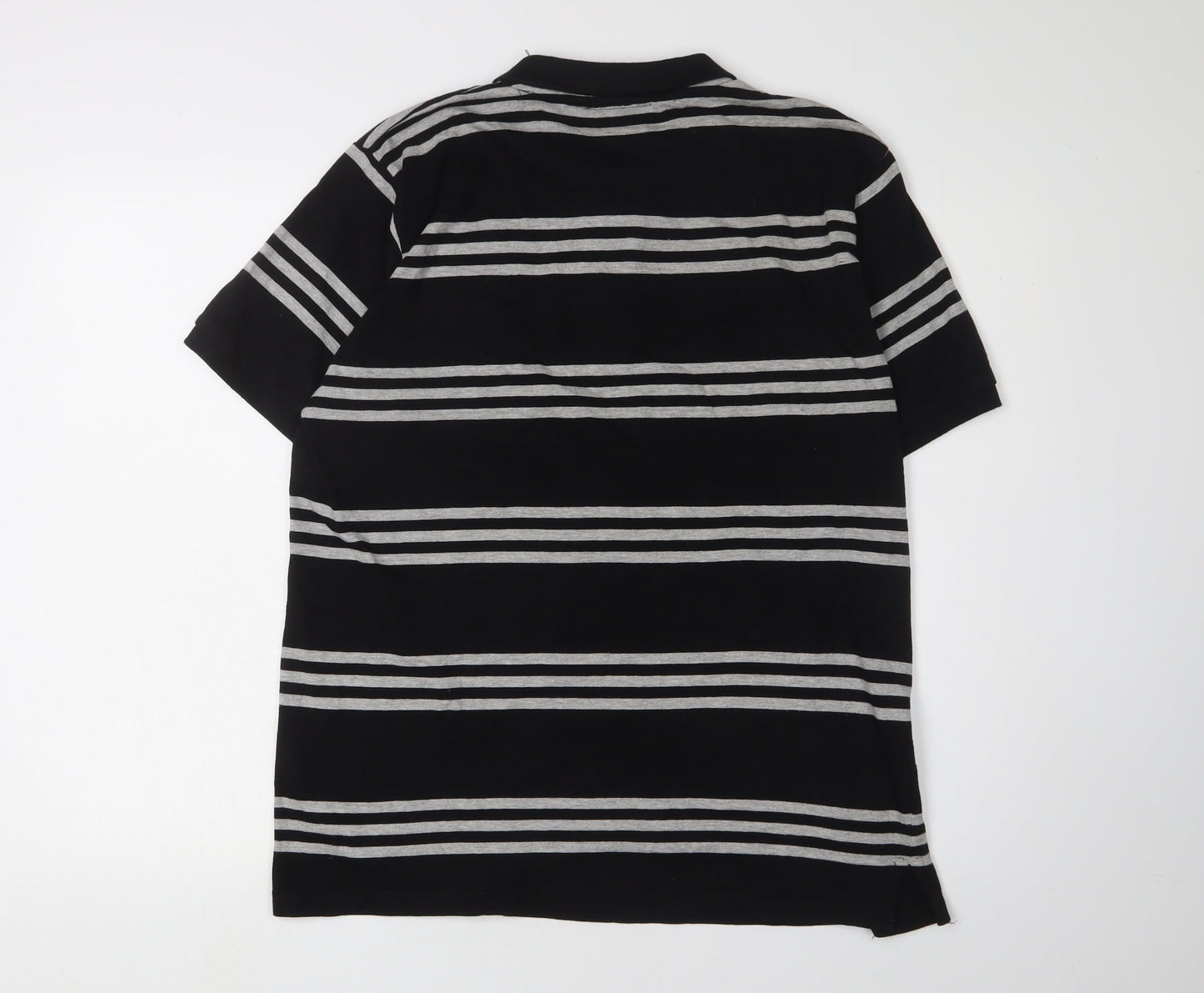 Wigan Polo Shirt, Men's Black L Striped Short Sleeve