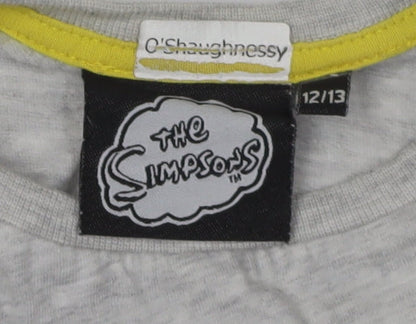 The Simpsons Boys Grey Cartoon T-Shirt, Size 12-13 Years