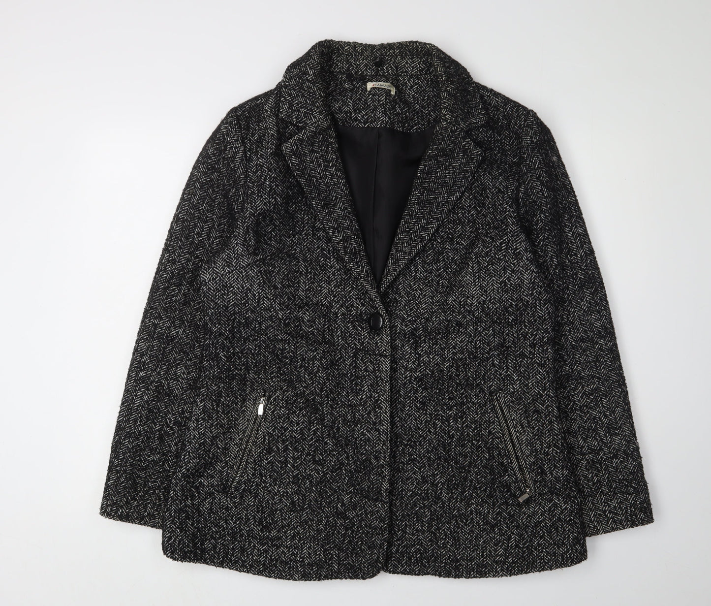 Damart Women's Black Herringbone Blazer Size 16