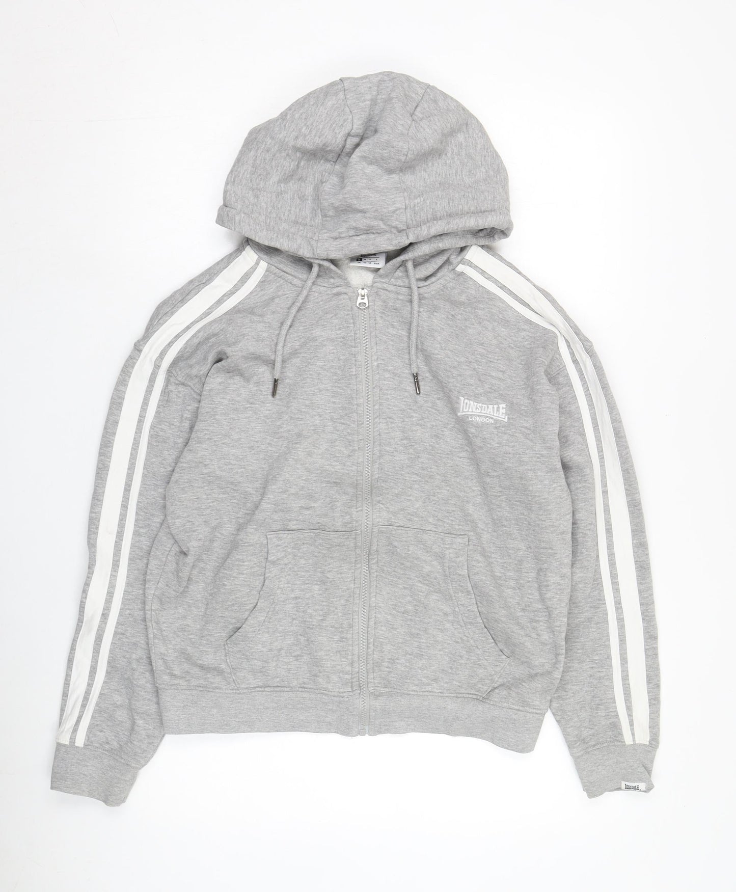 Mens UK Size S Lonsdale Grey Full Zip Hoodie