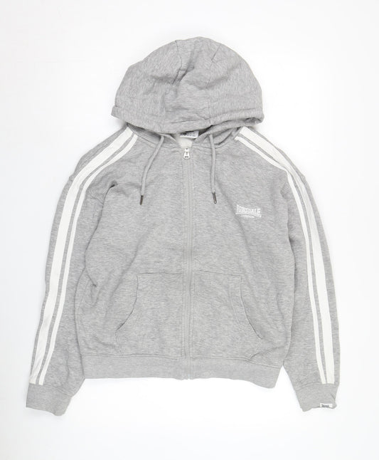 Mens UK Size S Lonsdale Grey Full Zip Hoodie