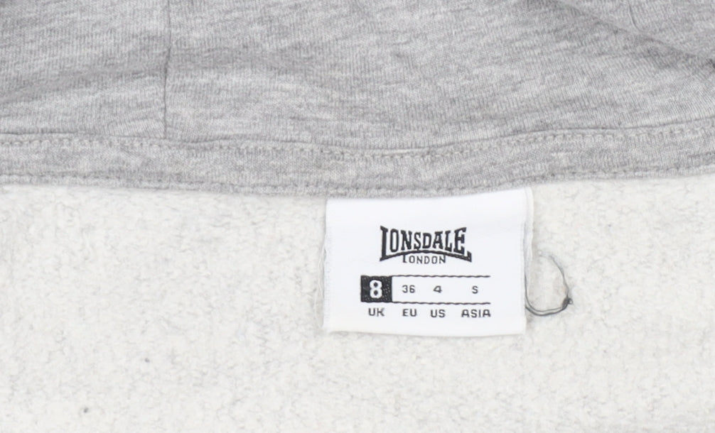 Mens UK Size S Lonsdale Grey Full Zip Hoodie