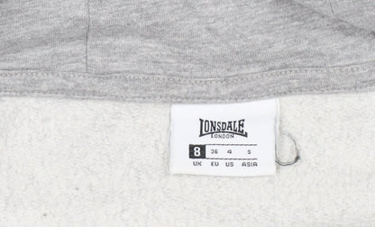 Mens UK Size S Lonsdale Grey Full Zip Hoodie